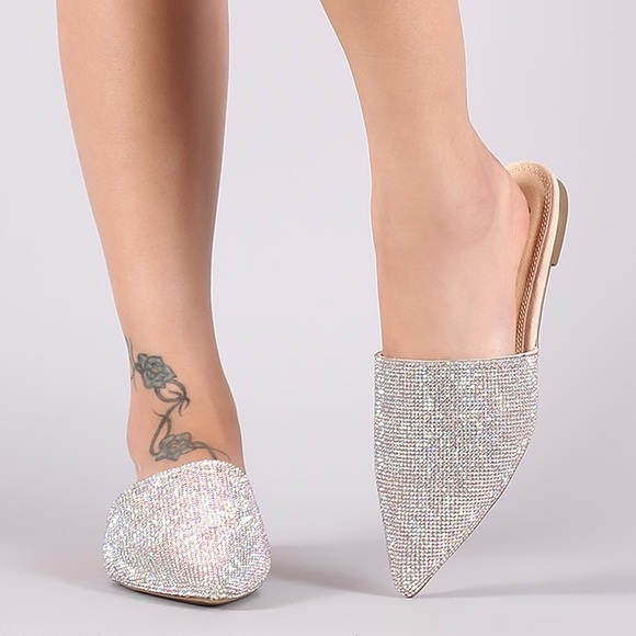 Restocked nude AB silver rhinestone flat - Picture 4 of 7